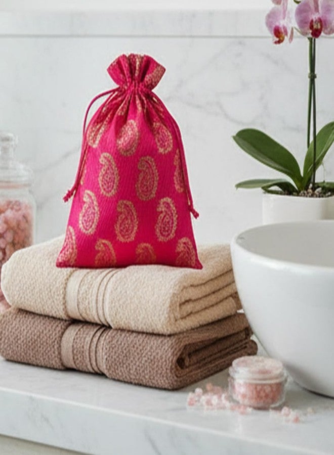 Touchstone Gorgeous Gift Wrapping bags reusable Large Drawstring Paisley Brocade for birthdays, wedding, return present packing set. pack of 9. 9x7 inches - Image 5